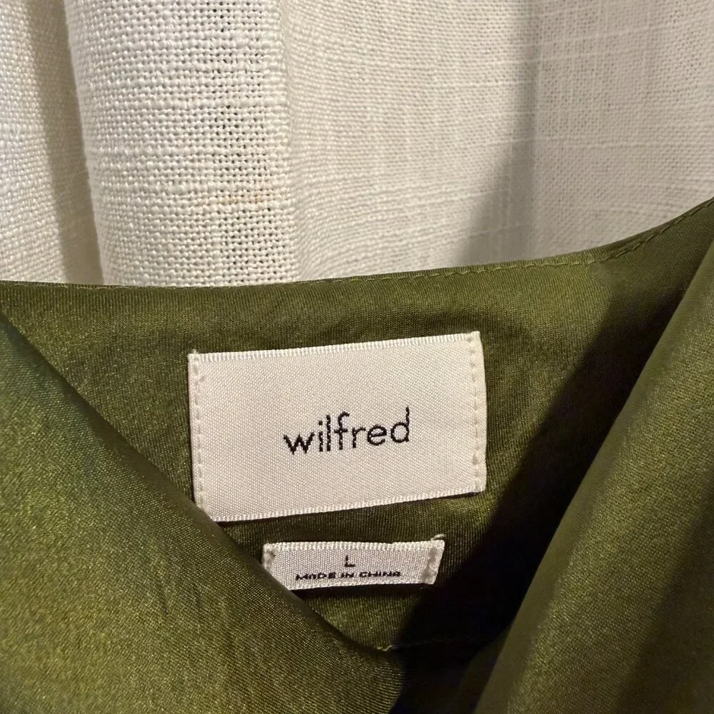 NWOT Aritzia Wilfred "Only Cowlneck" satin slip dress — Grotto Green, Size L - Picture 4 of 4